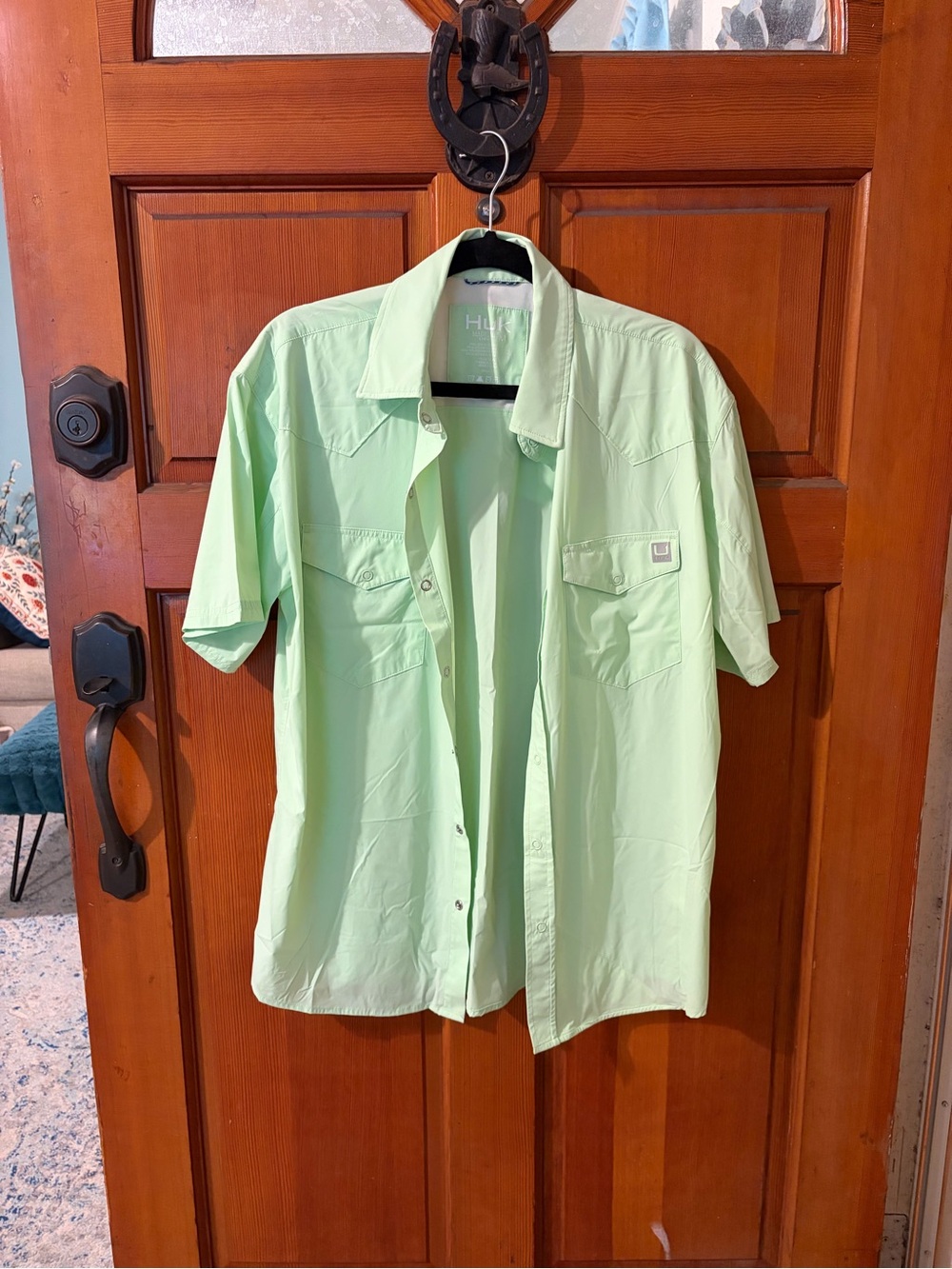 Huk Men's Short Sleeve Button-Down Shirt - Pale Green